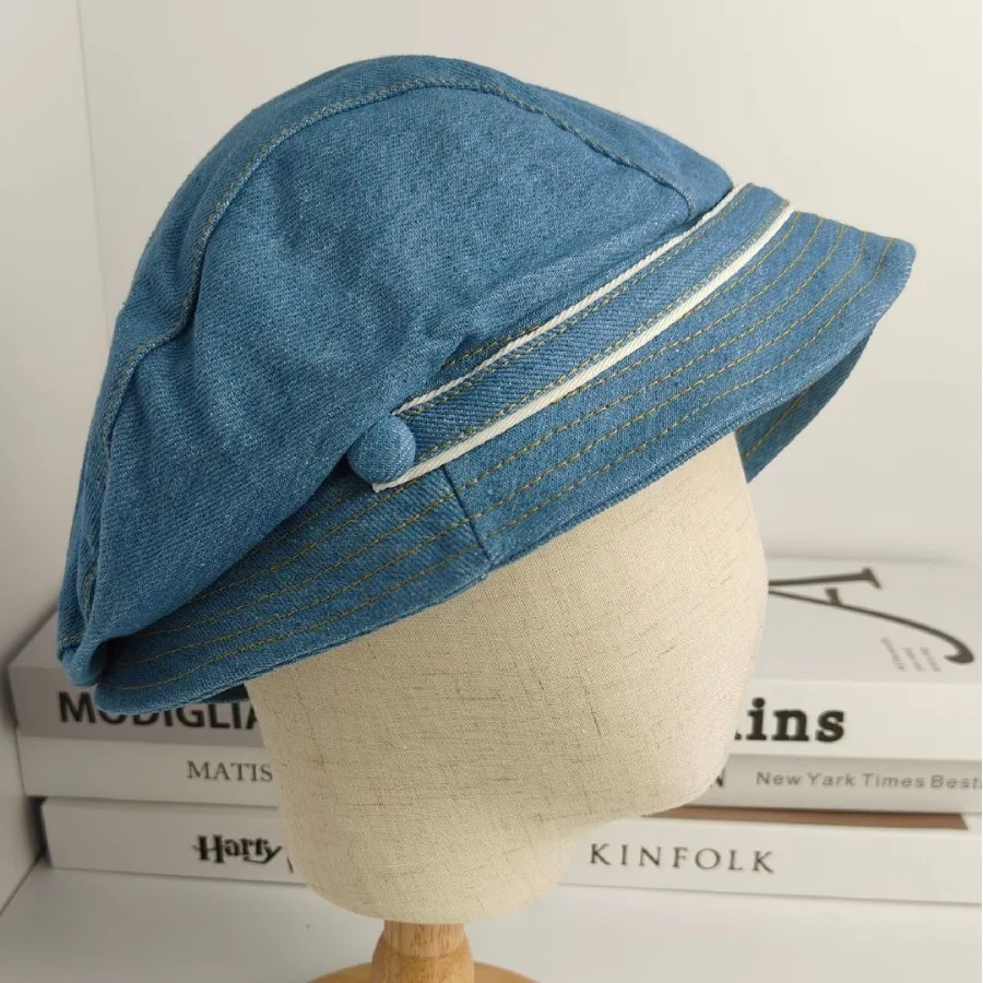 Women Retro Denim Short Brim Slouchy Beret Spring Summer Face Flattering All Match Casual Painter Cap Daily Travel Outdoor Wear