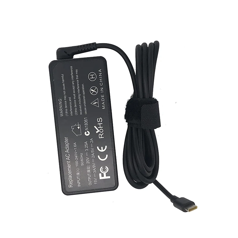 20V 3.25A 65W Type-C Laptop Notebook Charger Adapter For Lenovo ThinkPad X1 Carbon Yoga5 X270 X280 T580 P51S P52S E480 E470