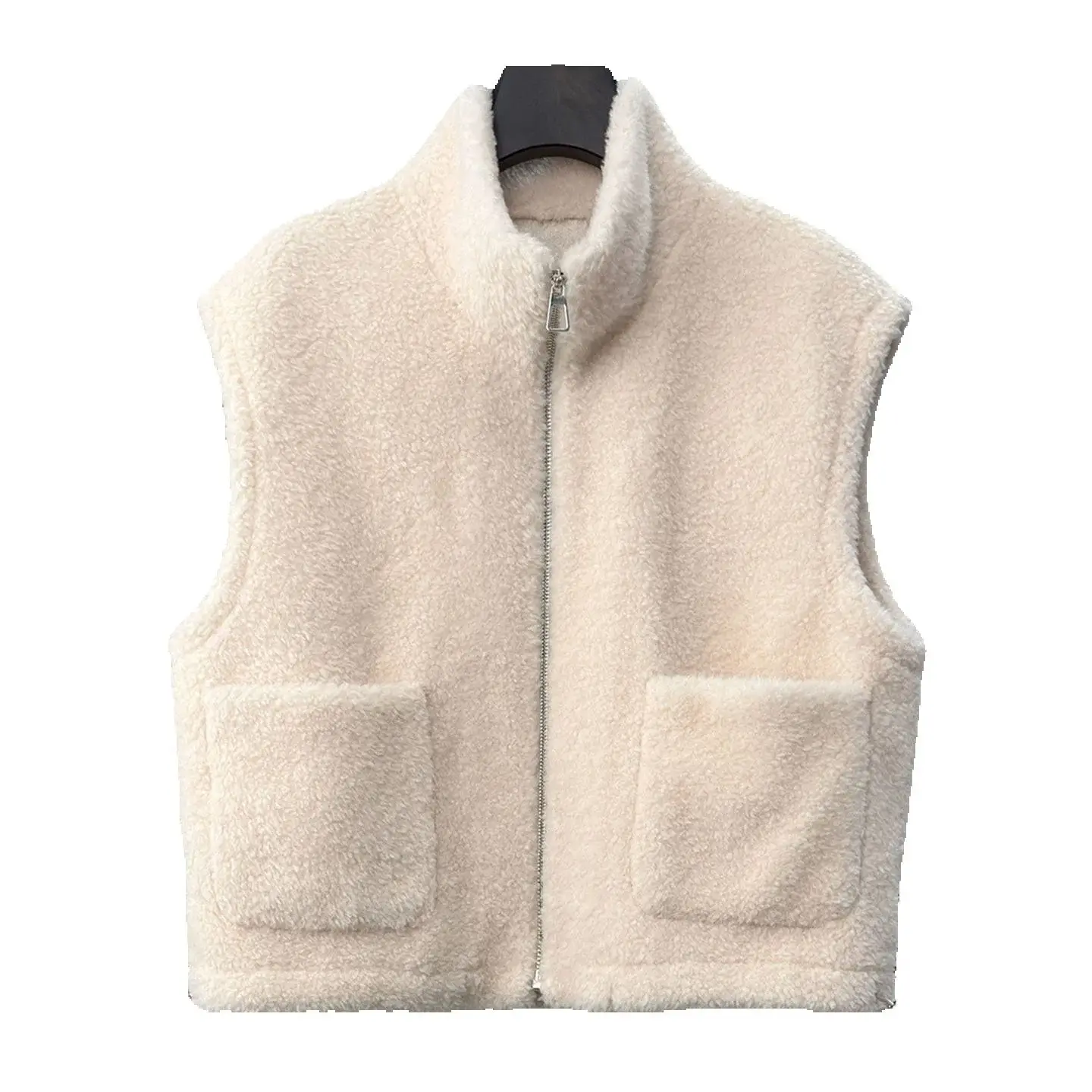 معطف نسائي قصير موديل 2025 مصنوع من جلد الخراف الحبيبي قطعة واحدة من الصوف الخالص