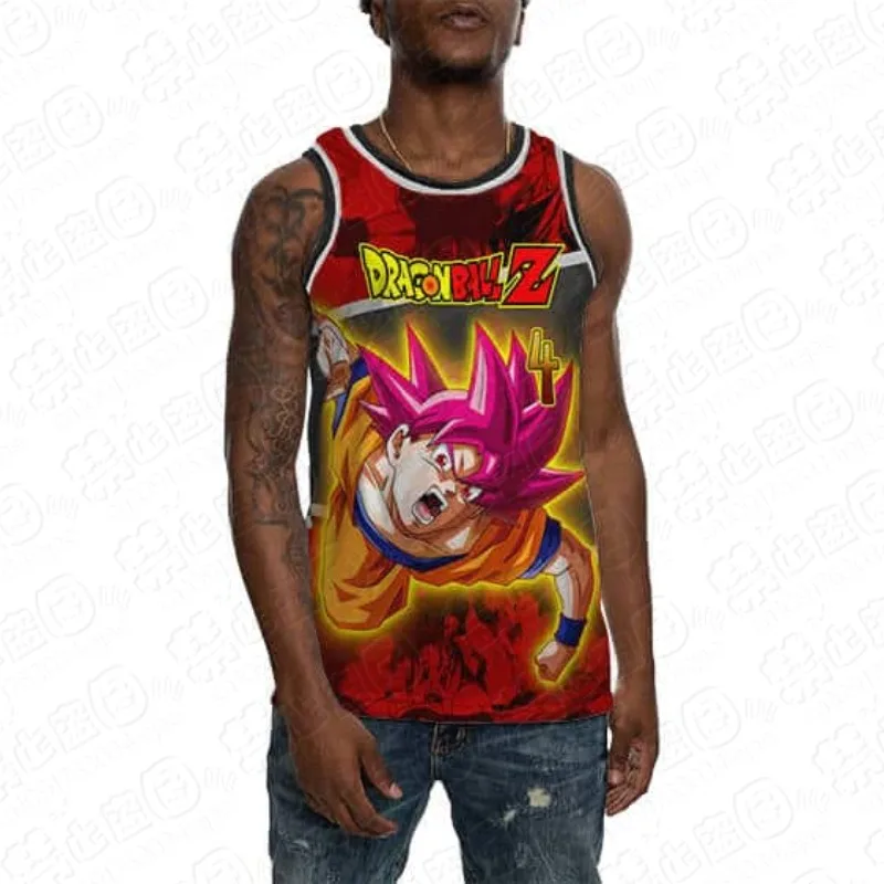 2026 Anime Dragon Ball Z Goku Super Saiyajin Ärmelloses Basketball-Trikot Übergroßes Freizeit-Sport-Outdoor-Fitness Atmungsaktives Westen-Shirt