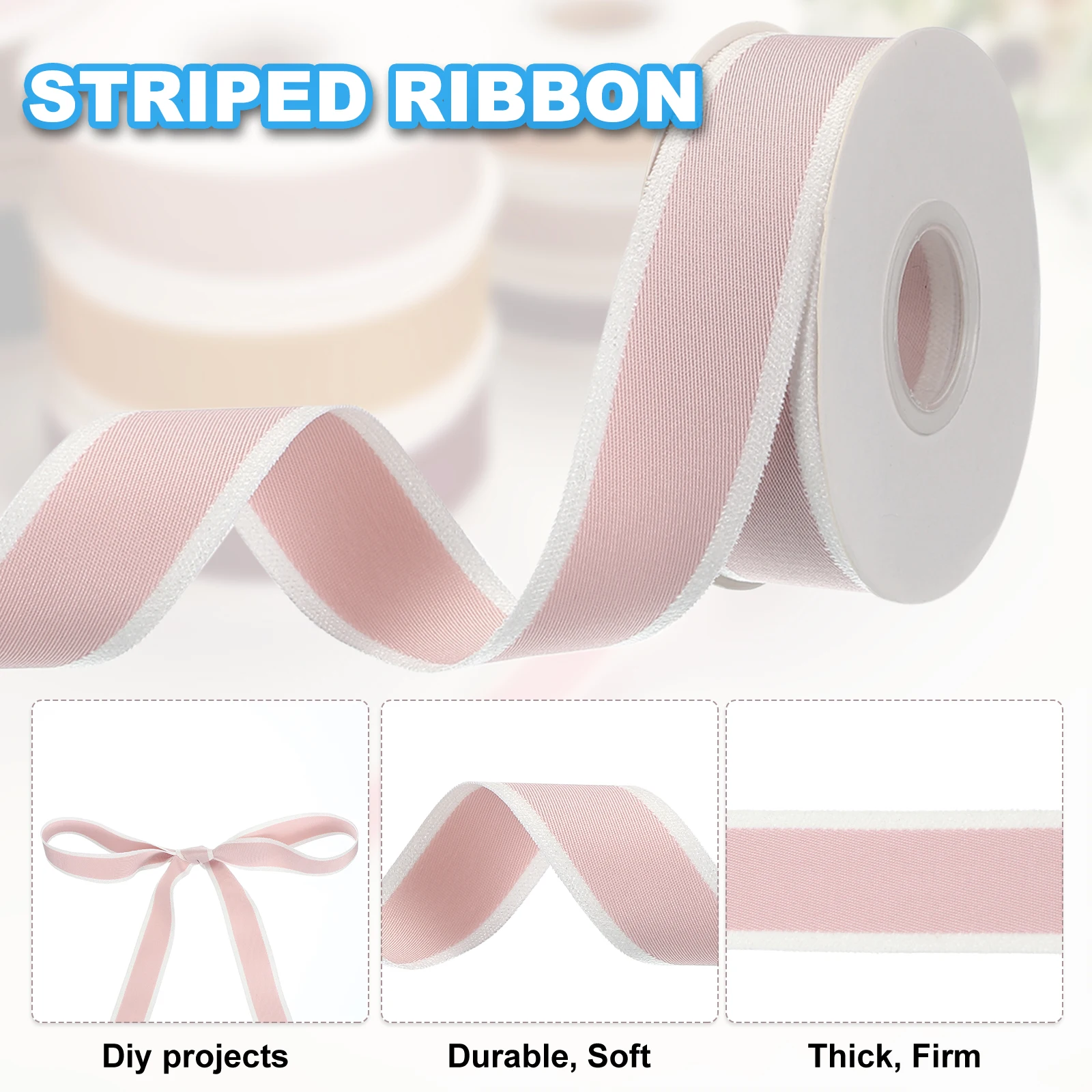 Christmas Striped Ribbon 9.8 Yards x 25/38mm Candy Ribbon Roll Fabric Christmas Ribbon for Gift Wrapping Home Decor Floral Decor