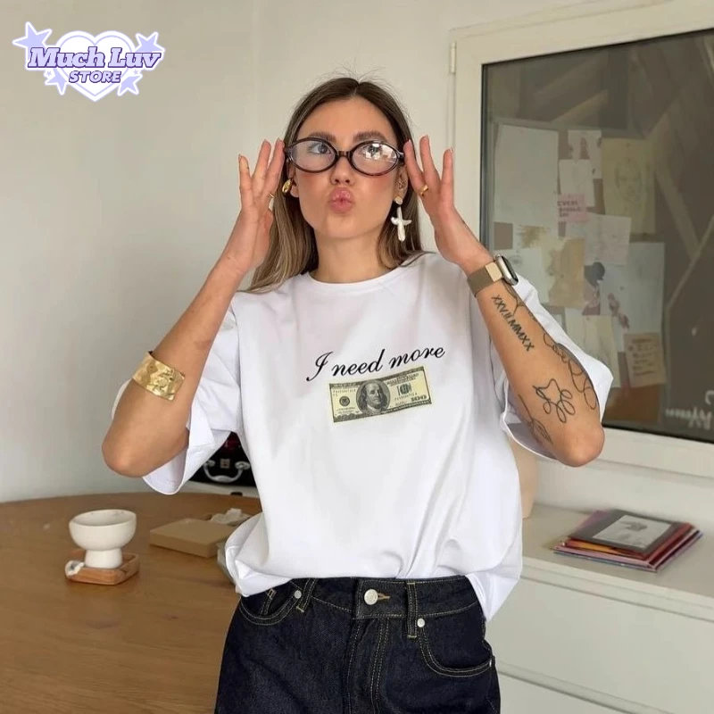 

“I Need More” Printed T-shirts for Men and Women 100% Cotton T-shirts Summer Fashion Casual Comfy Short Sleeve Top Y2k Vintage