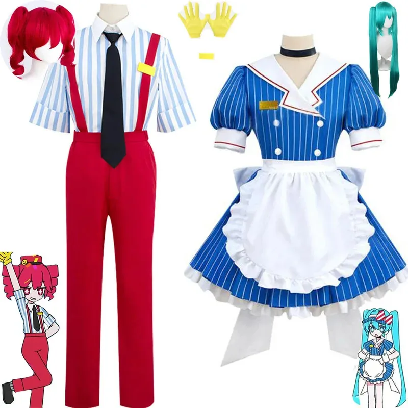 Mikuu Hypnotist, рубашка для косплея, брюки с завязками, костюм в синюю полоску, платье горничной Лолиты, вечерние костюмы на Хэллоуин, виртуальная униформа Mikuu Hypnotist, рубашка для косплея, брюки с завязками, костюм в синюю полоску, платье горничной Лолиты, вечерние костюмы на Хэллоуин, виртуальная униформа