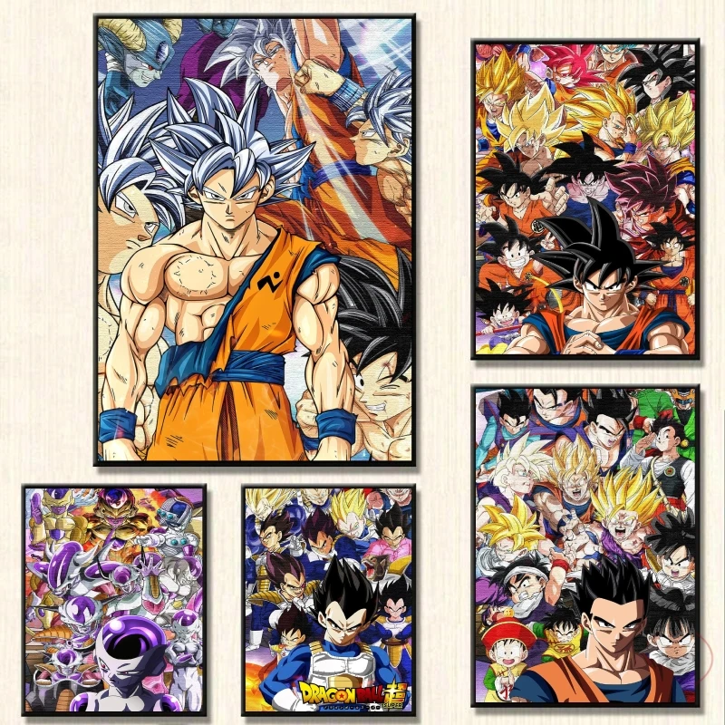 

Canvas Printing Dragon Ball Posters Goku Vegeta Wall Decoration Kids Action Figures Comics Pictures Home Room Decor Posters