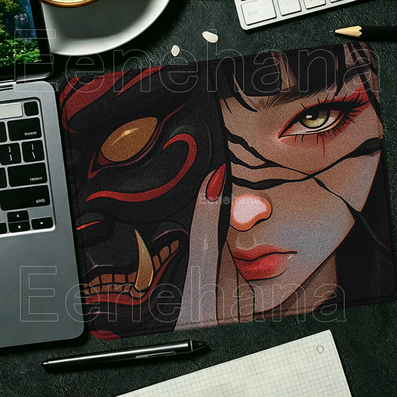 Ghost Mask Girl Non-slip Mousepad Table Pad E-Sports Keyboard Office Accessories Mice Mat Gaming HD Printing Overlock Desk Mat