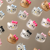 10Pcs Fine Flicker Katie Cat Hello Kitty Jewelry Parts Cartoon Accessories Mini Resin Diamond Charms Jewelry Rhinestones