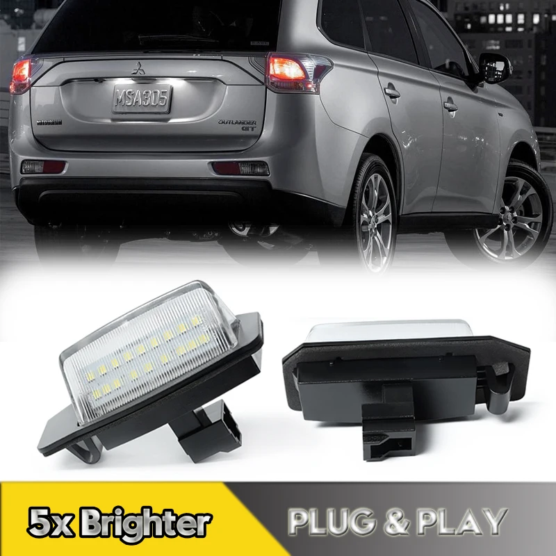 

2Pcs Canbus LED Number License Plate Lights Lamps For Mistsubishi Outlender Eclipse Lancer Galant Xpander I-Miev Like Peugeot