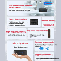 Intern Mini PC Gaming High Performance Lenovo Mini Pocket Host Commercial Home Desktop Computer (N100 16G 512G SSD WiFi6)