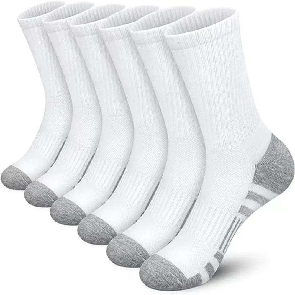 

6 Pairs Breathable Men's Outdoor Socks Ground-Gripping Performance Cushioned Gym Socks Comfortable Soft Sport Running Socks