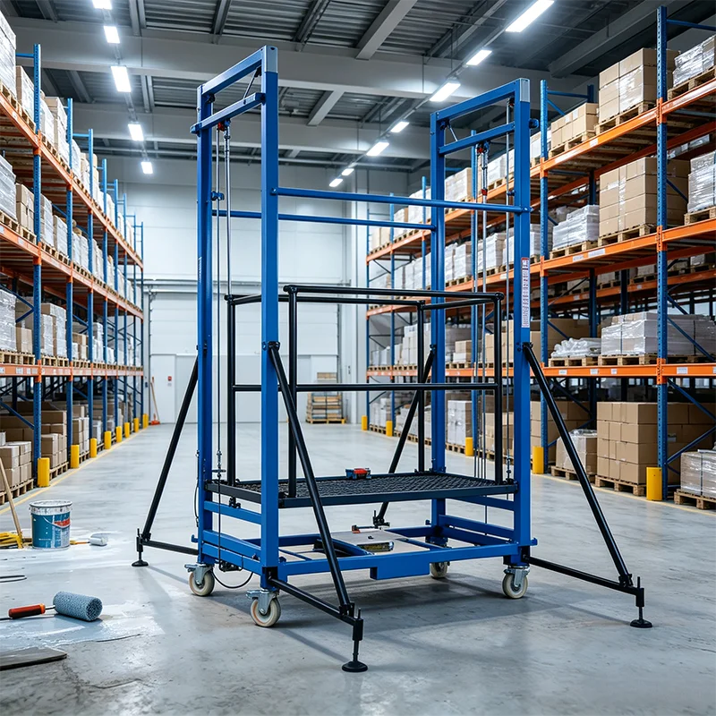 

10m Aluminum Electric Scaffolding 500kg Lightweight Foldable Easy Assemble Scaffold for Office Ceiling