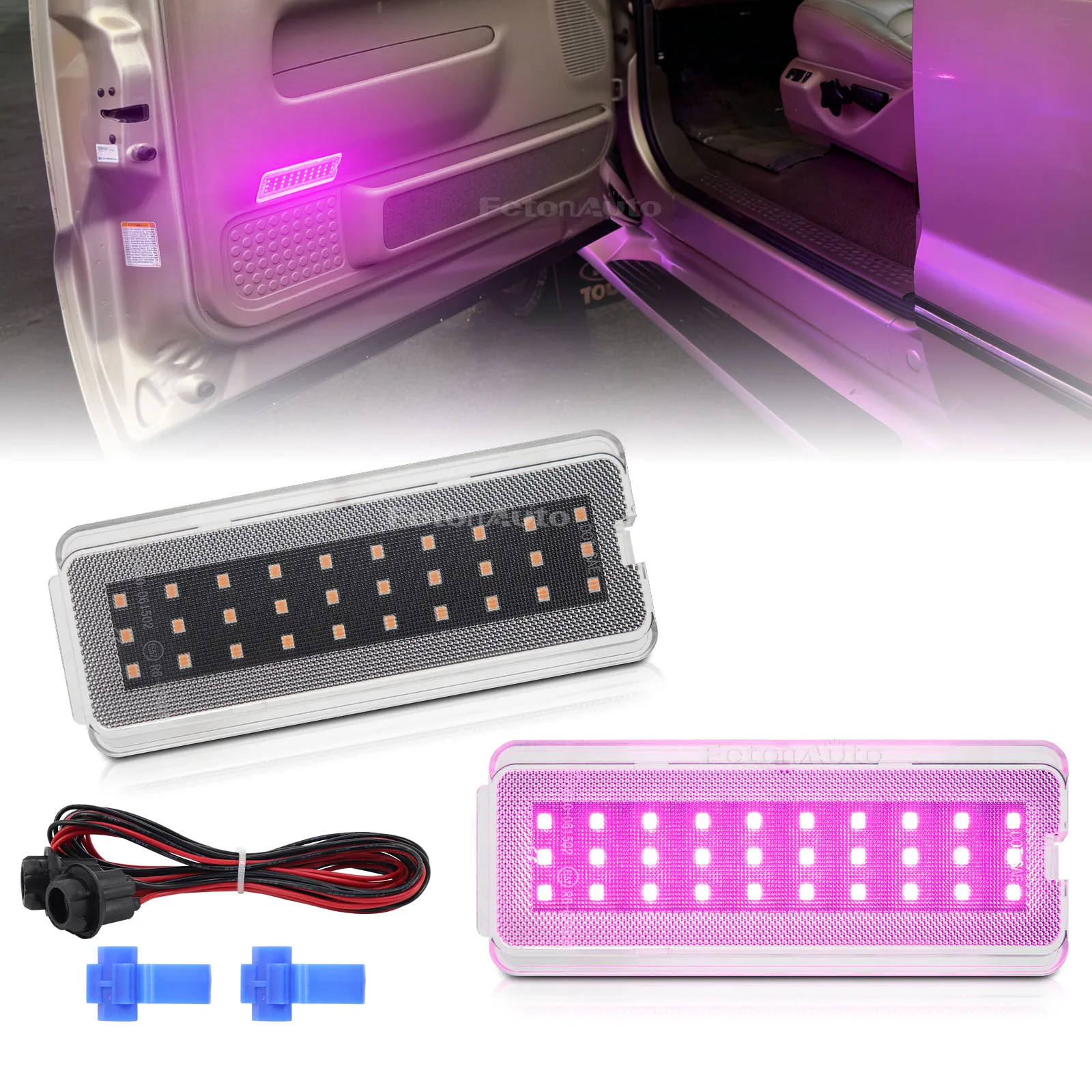 2x Interior LED White Red Car Front/Rear Door Panel Courtesy Lamp for Ford F250 F350 F450 F550 1999-2007 SuperDuty Excursion