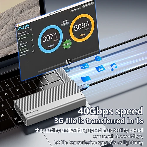 Imagen 2 del producto Blueendless USB4 40Gbps M.2 NVMe SSD Caja con ventilador de refrigeración PCIe 4.0 Caja de unidad de estado sólido Compatible con Thunderbolt 4/3