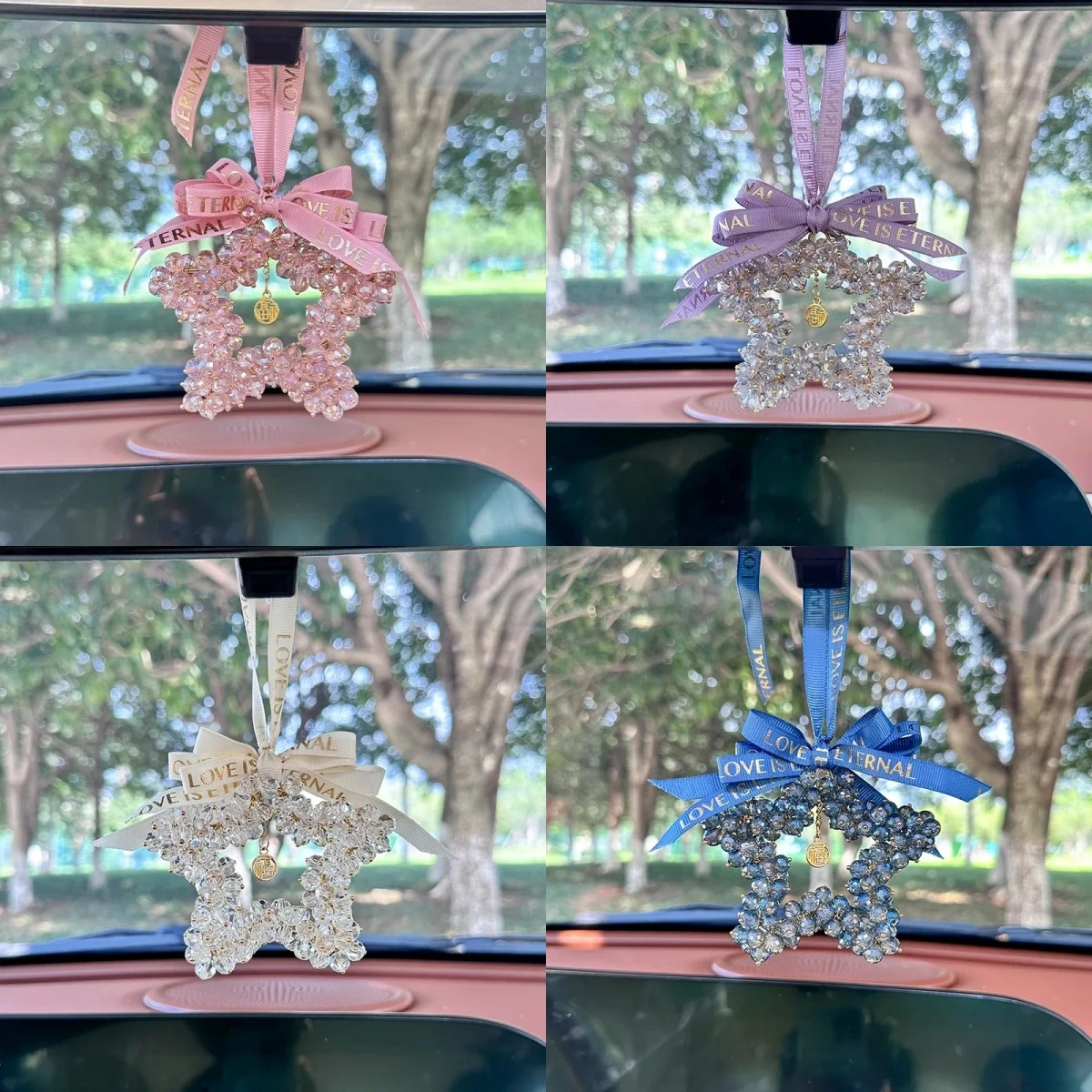 

2025NEW Car pendant creative interior mirror decoration Car pendant Crystal five-pointed star decoration car pendant