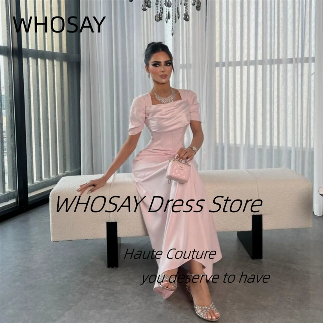 WHOSAY Dubai Arabia Party Women Wear Short Sleeves Prom Dresses 2024 Lace Up Sexy Back Special Banquet Evening Gowns