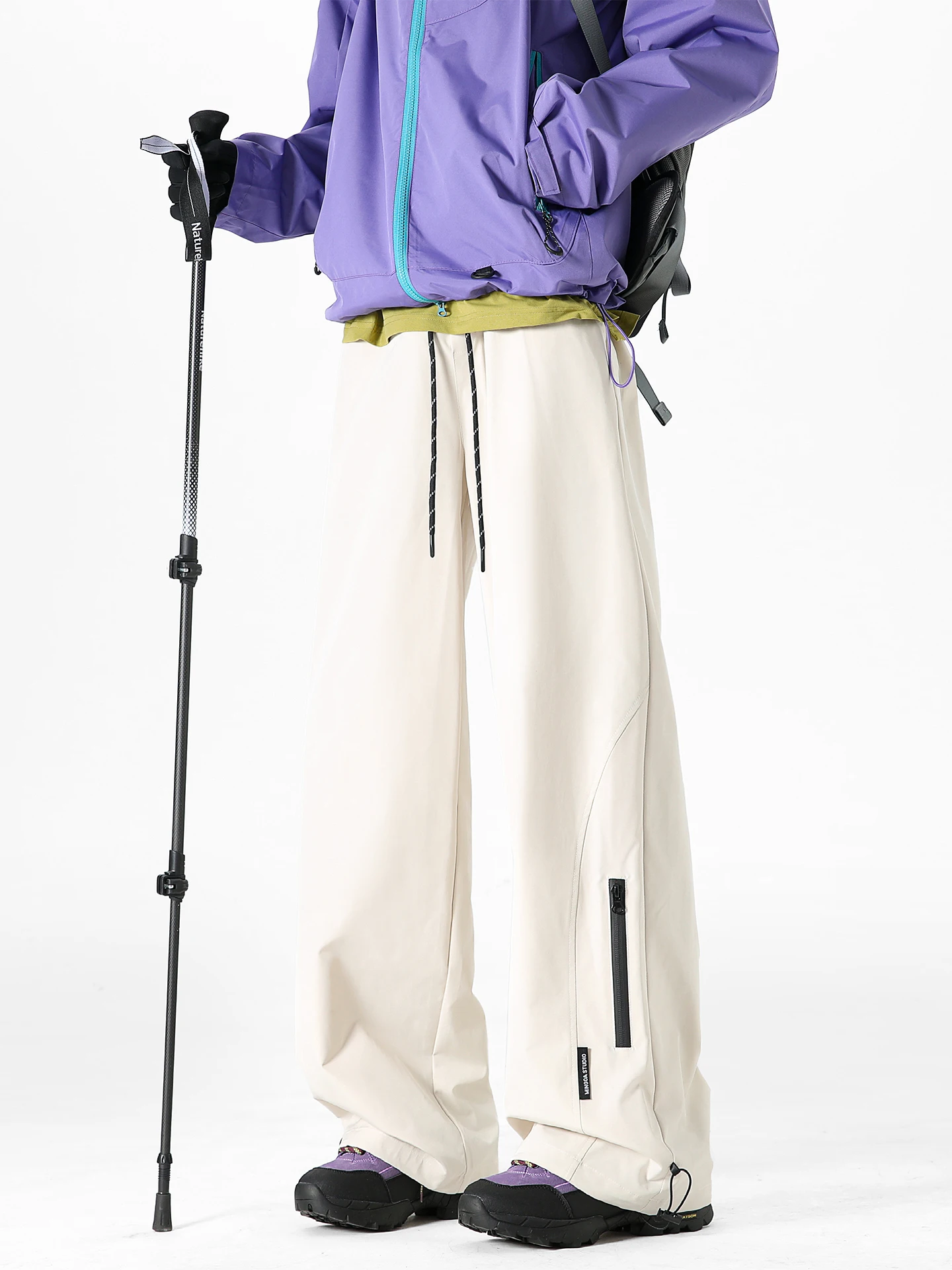 

Мужские тройные уличные походные брюки, весна 2026, свободные прямые повседневные брюки Qui-Dry, дышащее полиэфирное волокно