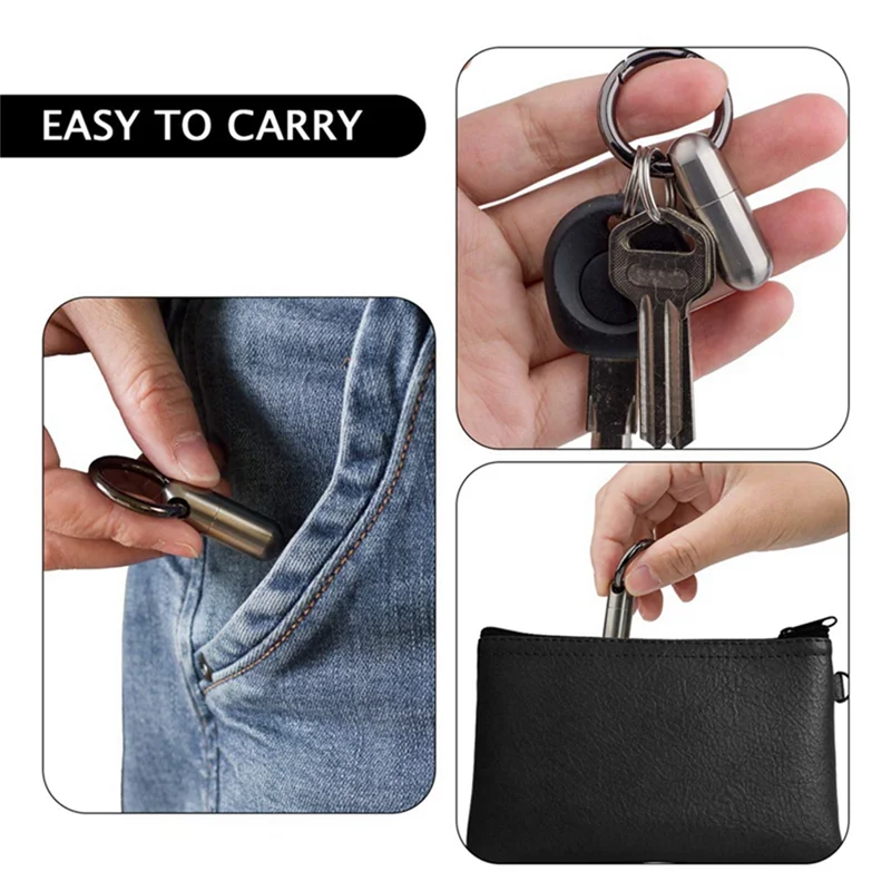 2PCS Pillendose Schlüsselanhänger Wasserdicht Edelstahl Pillendose Pillenflasche Cache Pillendose