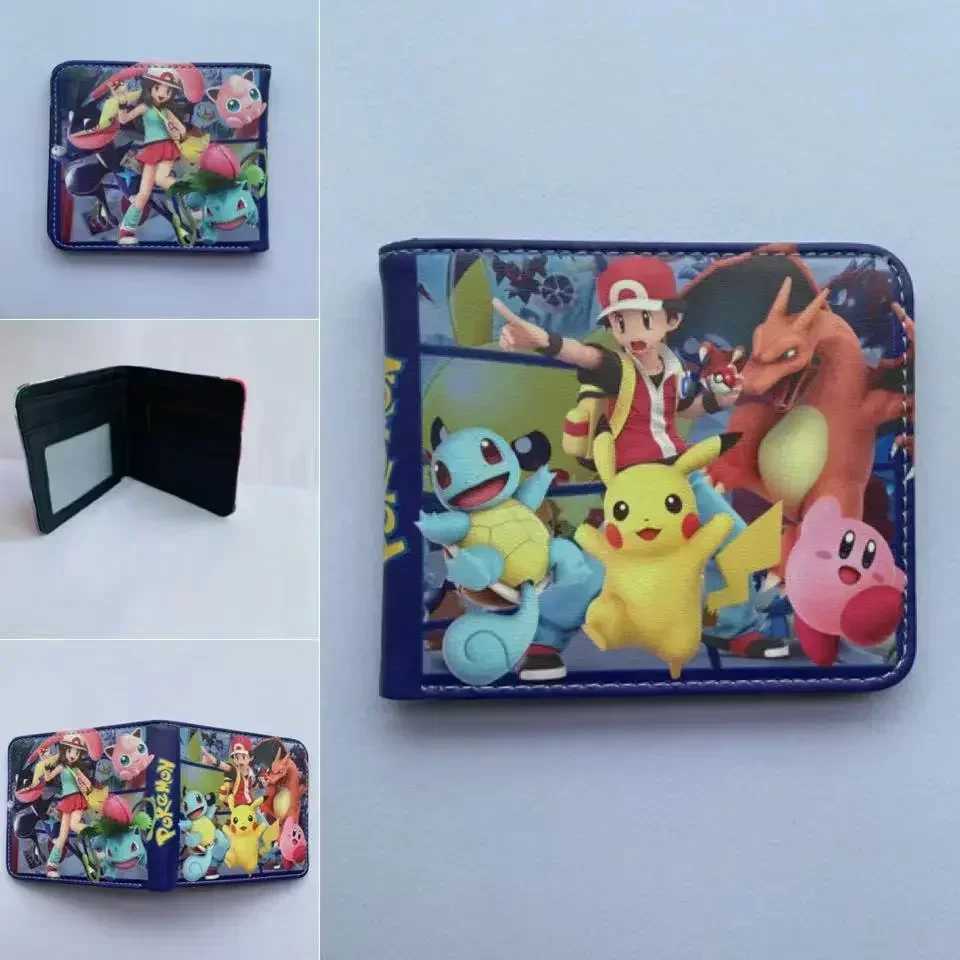 Pokémon Pikachu Wallet Cartoon Mewtwo Gengar Eevee Kirbymon Action Anime Figures PU Wallet Cute Cartoon Student Coin Purse Gift