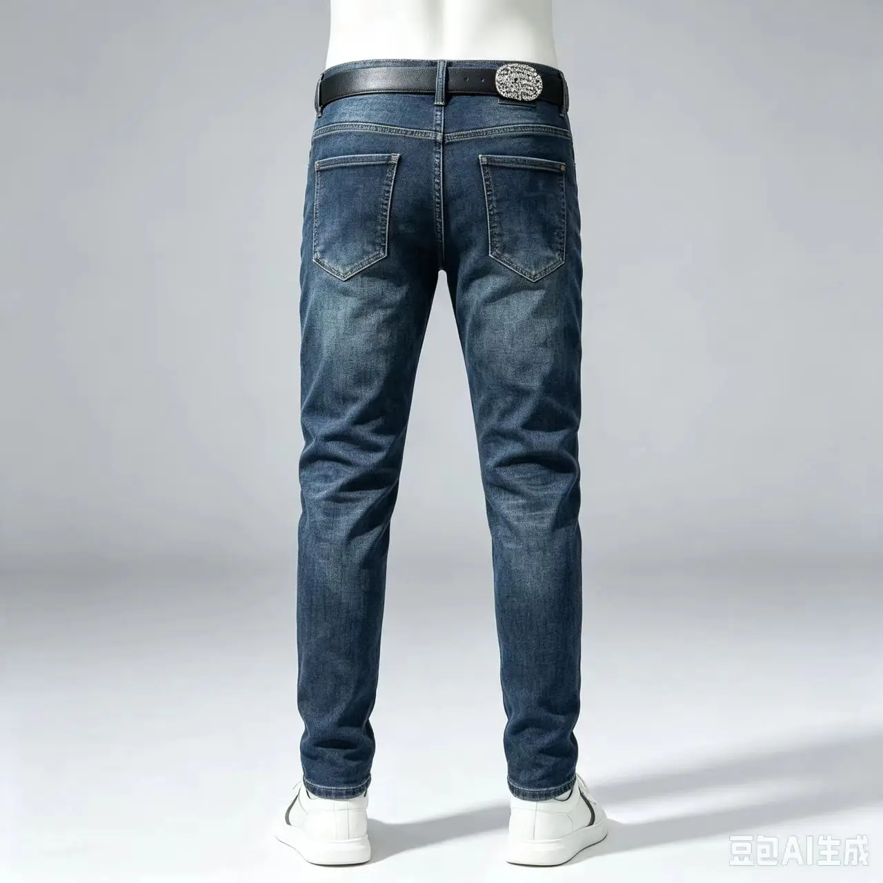 Y2kFashionable new blue men's jeans, washed with water, nostalgic stretch slim fit jeans, designer hip-hop brand pants, hombre