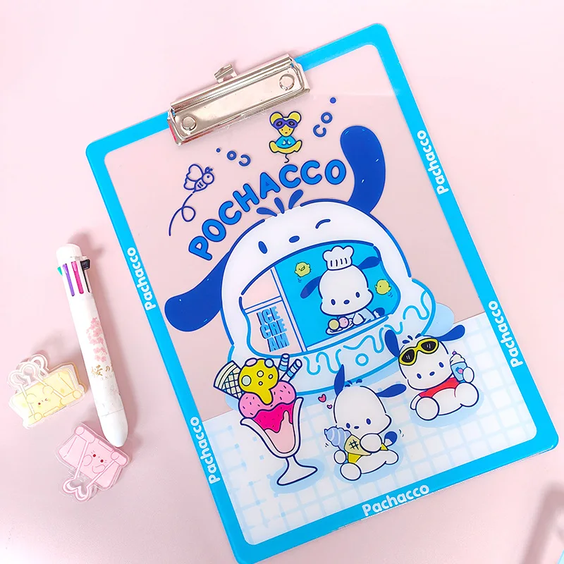 Sanrio Hallo Kitty Kuromi Cinna moroll Melodie A4 Ordner Farbdruck Test Papier Aufbewahrung ordner Student Schreib block Board Clip