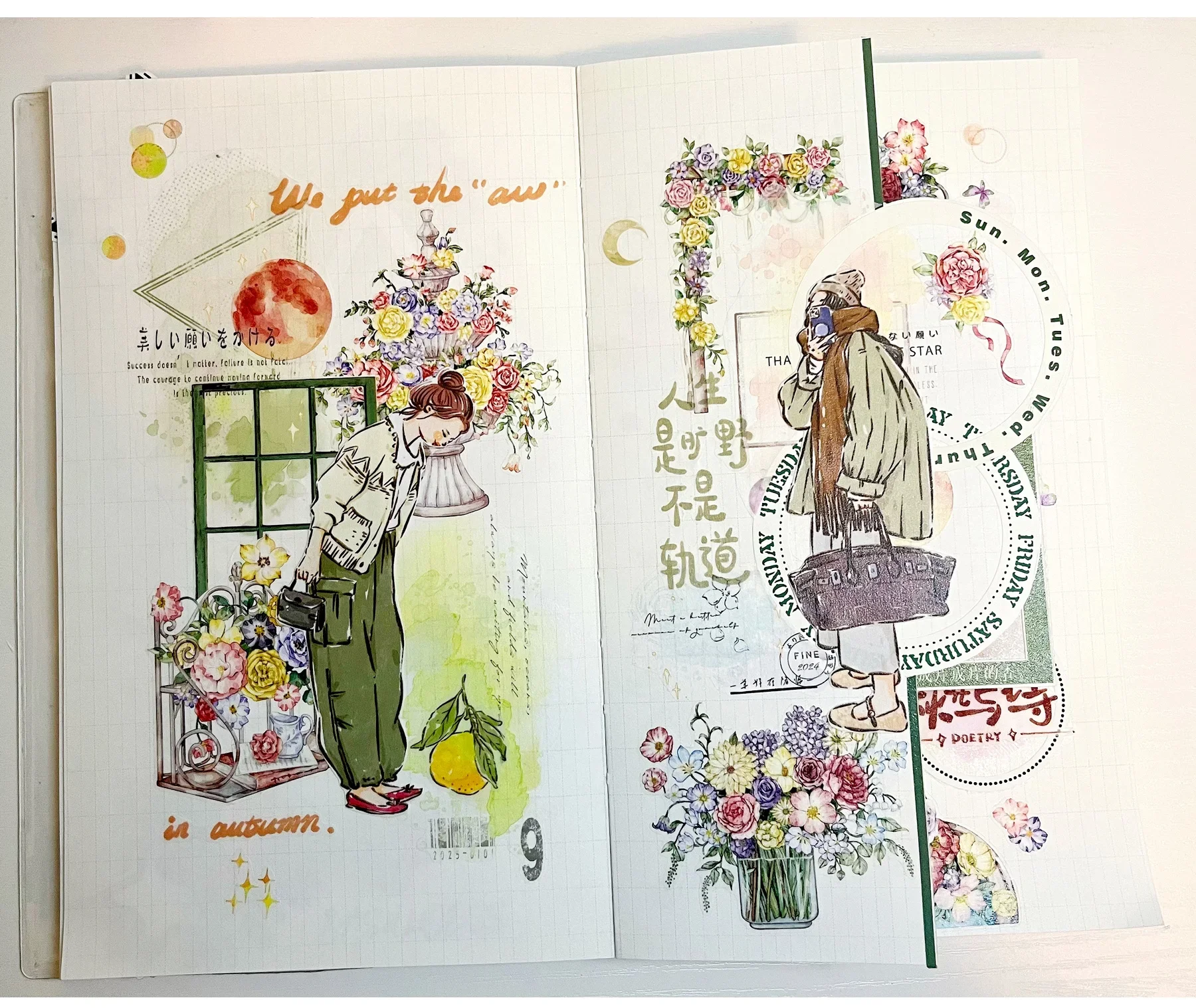 Garden Spring journalbook Tape and Paper PET Die Cut DIY Sticker Flower Background Material