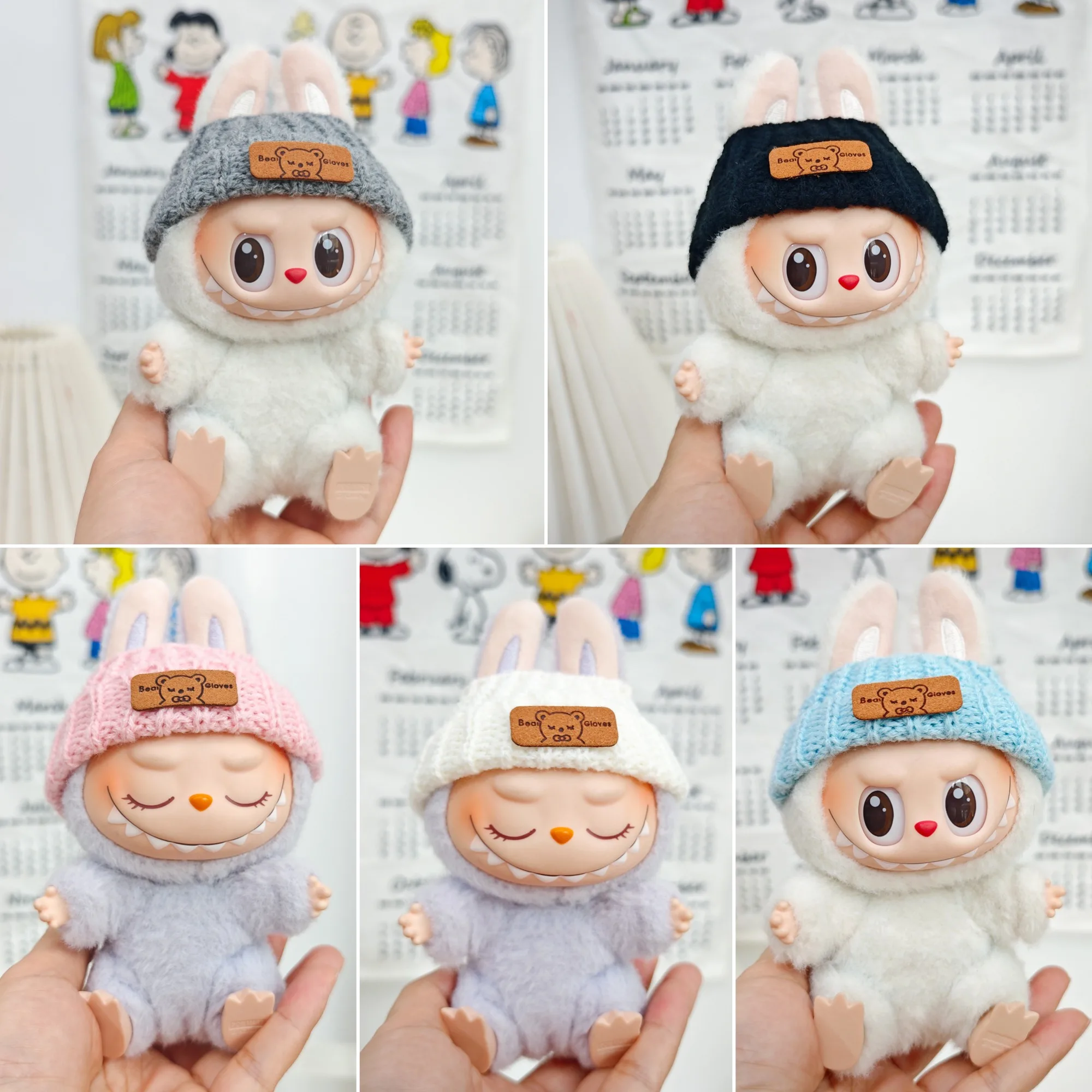 

Clothes For Labubu Dolls 15/17cm For Labubu Sitting Party 1st 2nd 3rd Gen Knitted Hat & Pouch Accessories Apparel