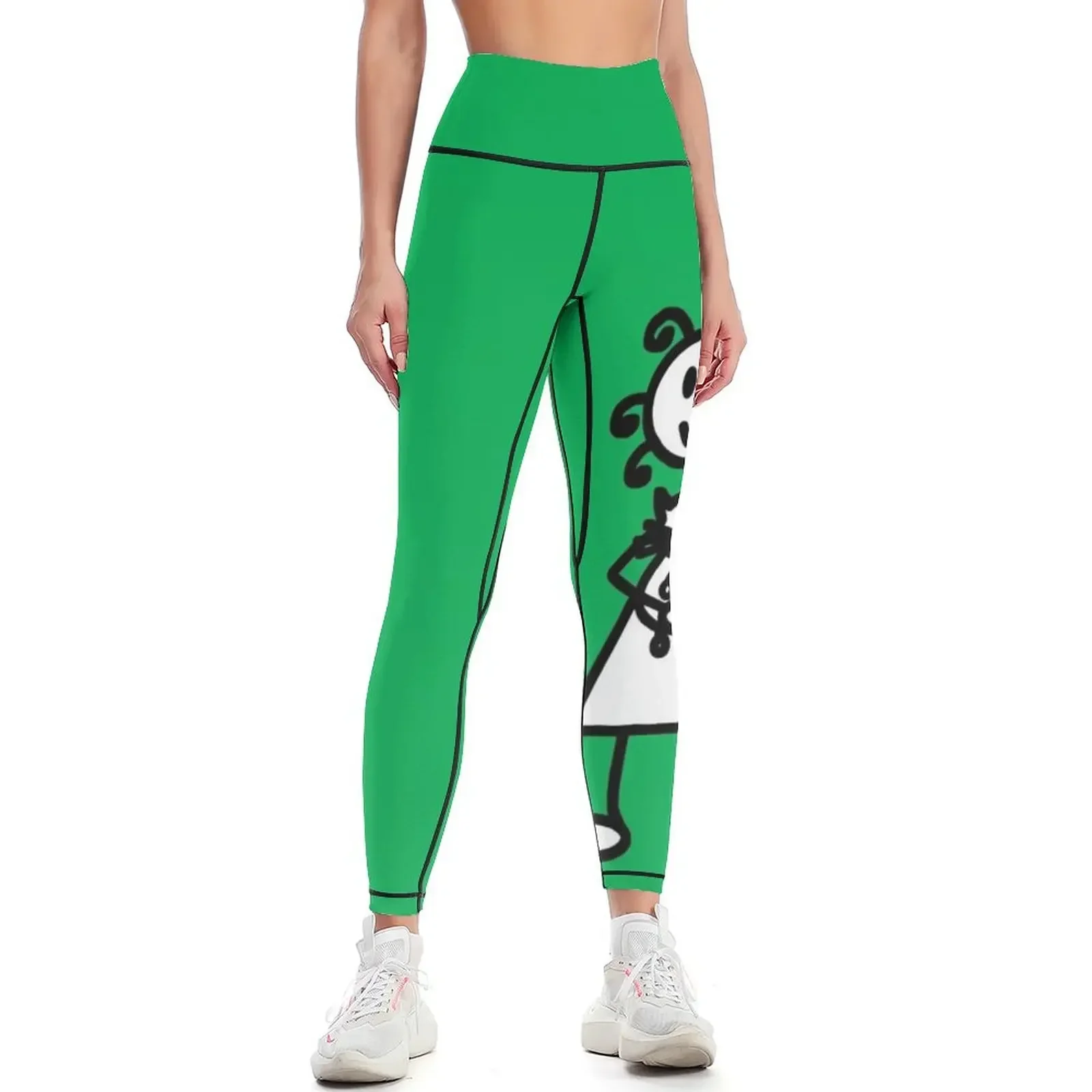 

The Girl with the Curly Hair Holding Cat - Green Leggings workout clothes for push up legging Womens Leggings