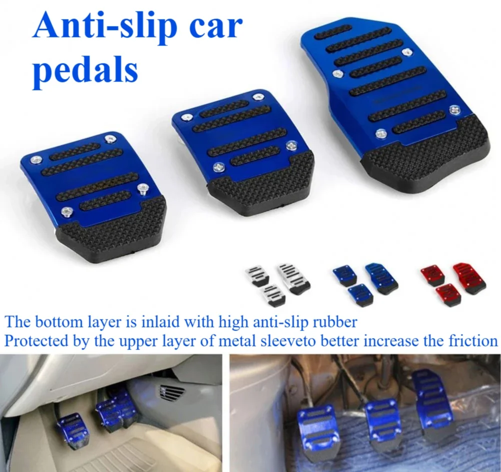 Excellent Aluminum Alloy Car Brake Pedal Red/silver/blue 3 Colors Anti-slip Corrosion Resistant Universal Car Pedal Cover