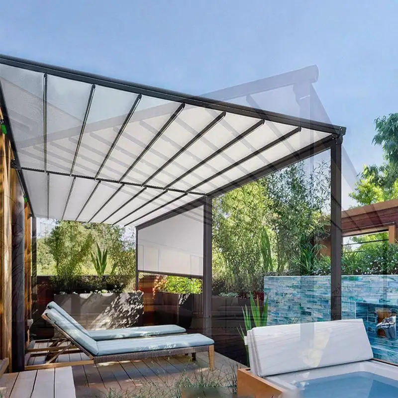 

Уличная выдвижная водонепроницаемая беседка-пергола с жесткой крышей, легко собираемая, ветрозащитная, для балкона и заднего двора в западных странах