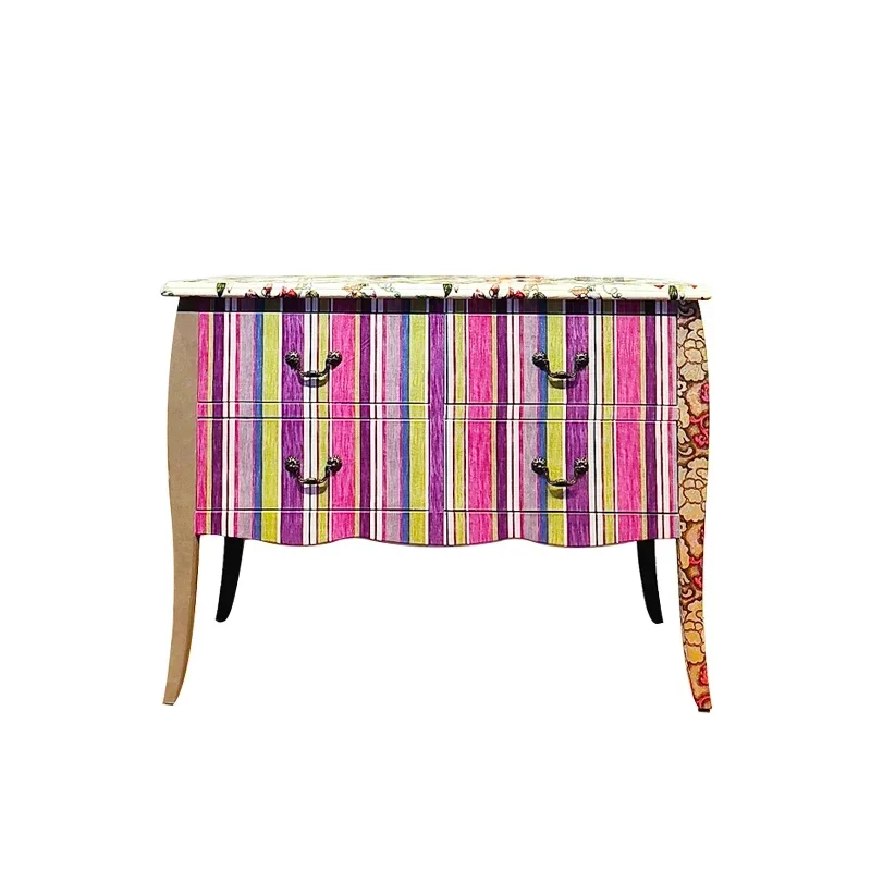 European retro, living room entry porch cabinet model room, French art printing dining room storage cabinet dining side cabinet