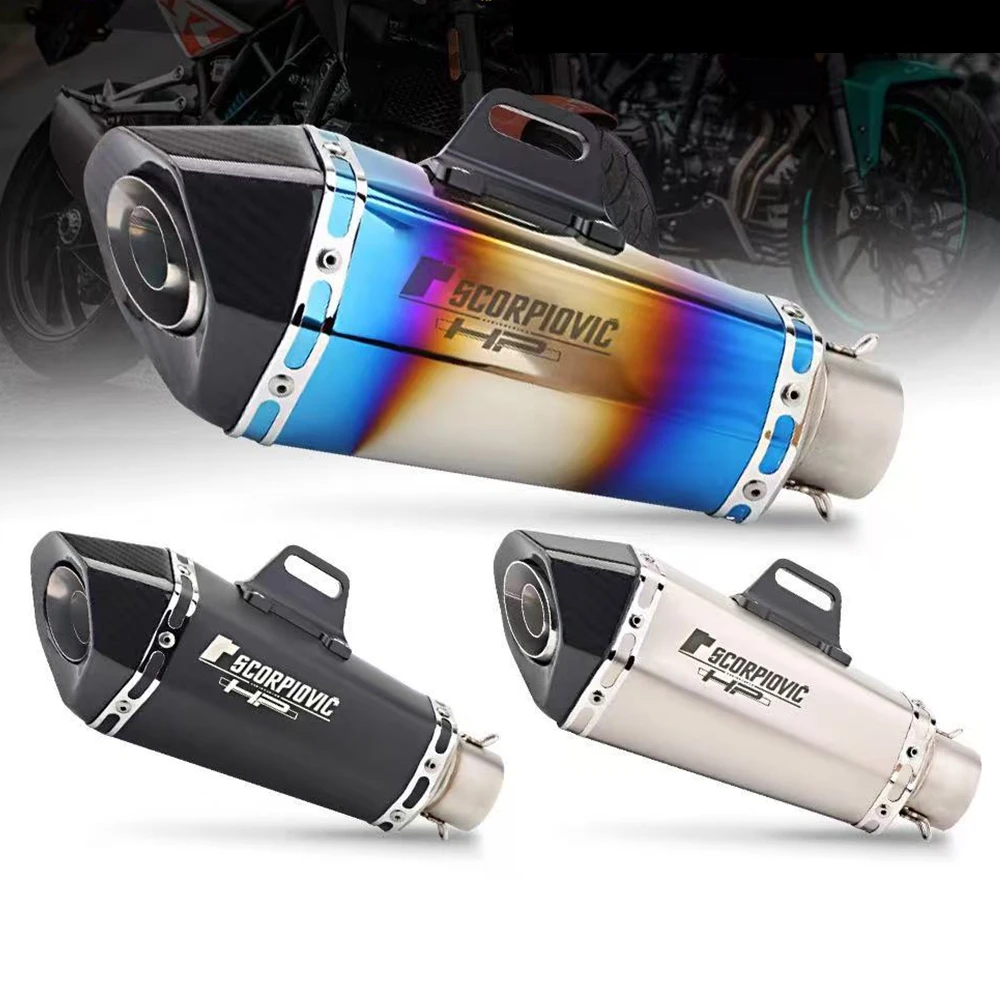 Universal 51mm Inlet Motorcycle Exhaust Pipe Muffler With DB Killer For Ninja350 Z400 Z750 Z900 R3 R25 MT03/07/09 GSX250 TNT600 view 4