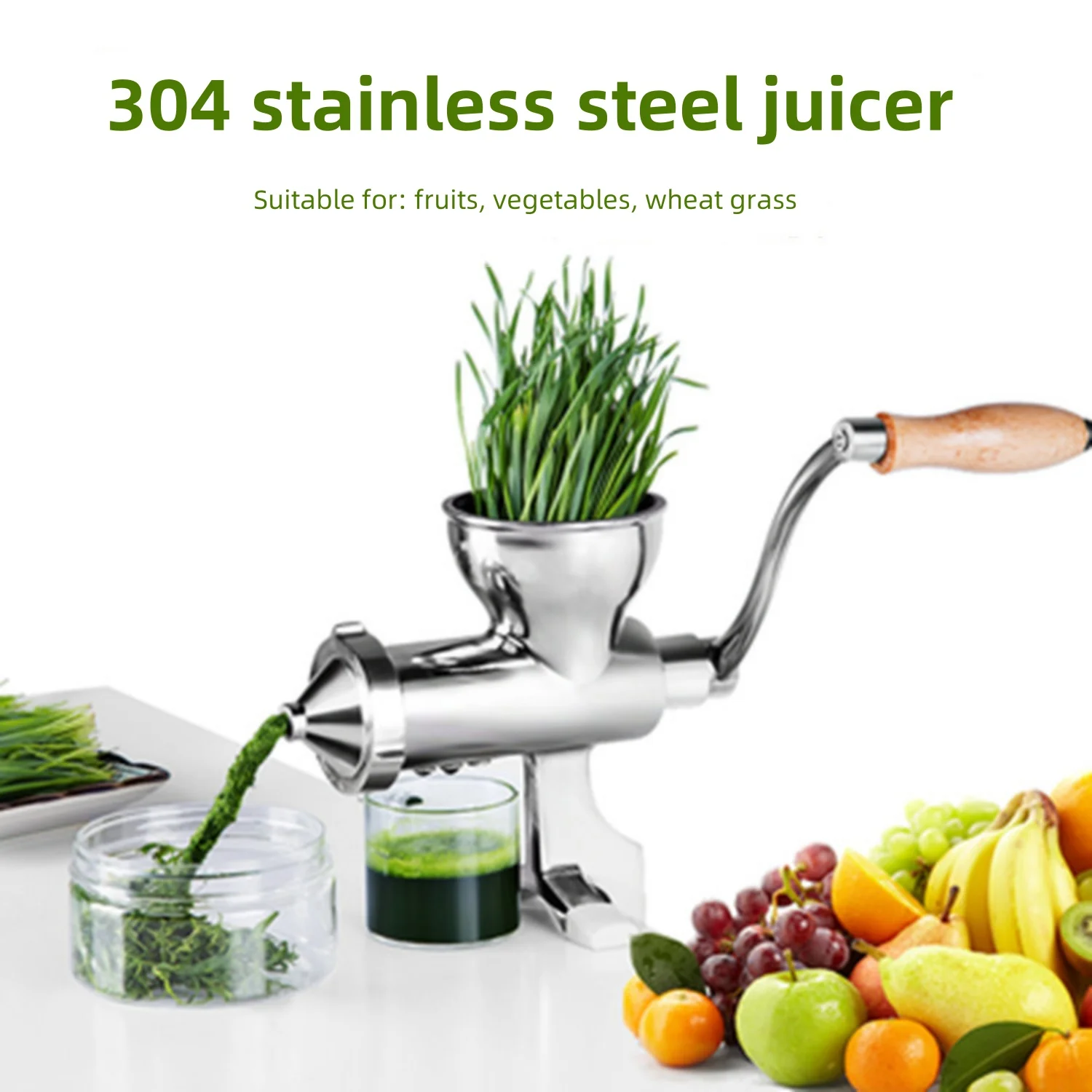 

Manual Wheatgrass Juicer Stainless Steel Vegetable Juicer Quick Juice for Oranges, Lemons, Vegetables and Fruits