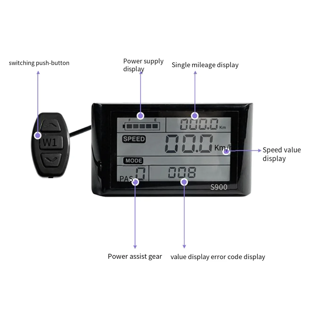 LCD S900 Display Control Panel 5 Pin SM Waterproof Pulg Match JN Controller 24V36V48V for Electric Bike Replacement Kit