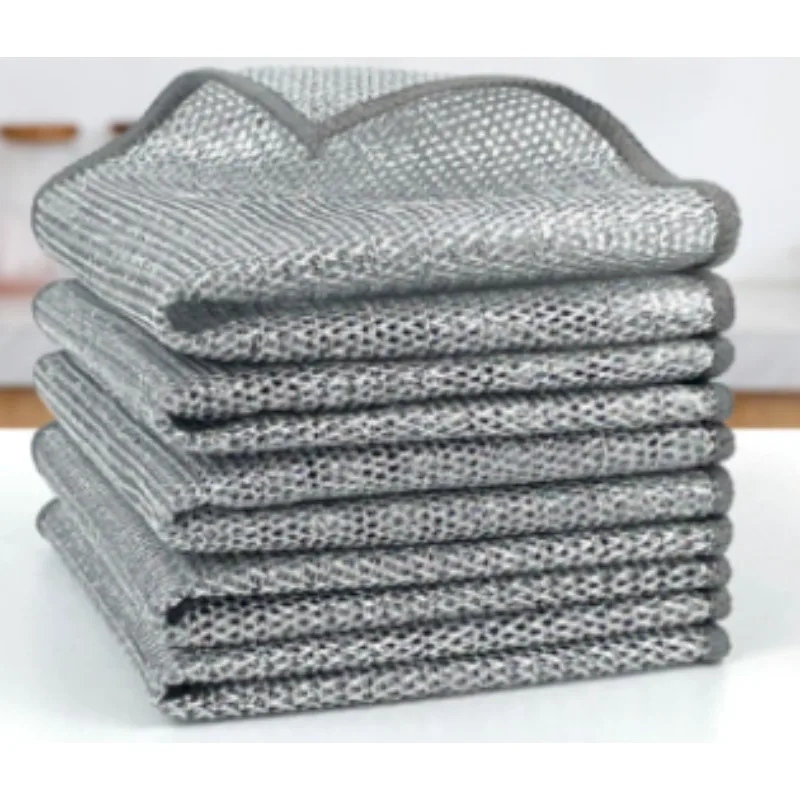 

10PCS Silver Rag Single and Double Side Kitchen Cleaning Cloth Instead of Steel Ball Rag Cleaning Cloth