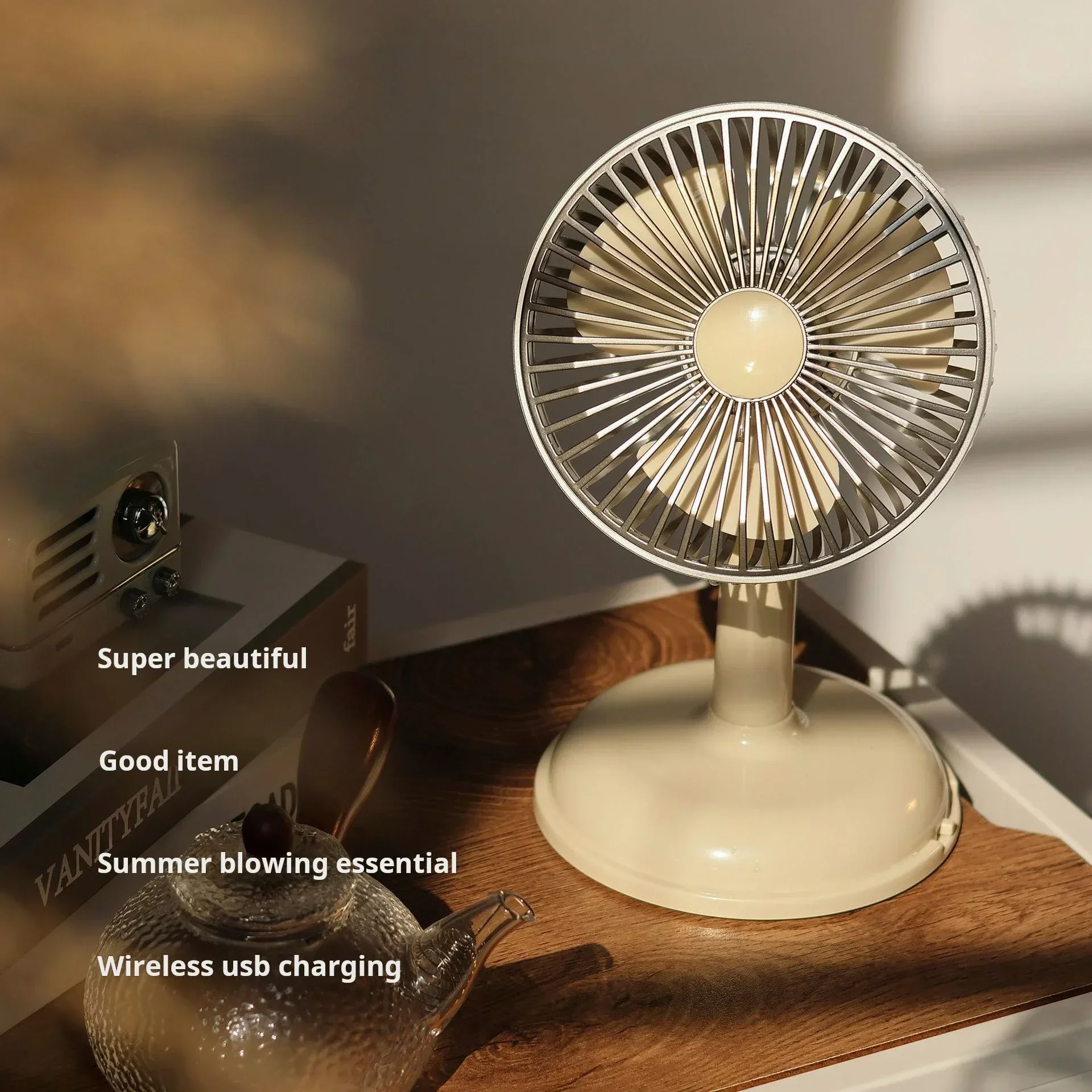 800mah Retro Mini Home Desktop Fan Dormitory Handheld Portable USB Charging Outdoor Electric Fan