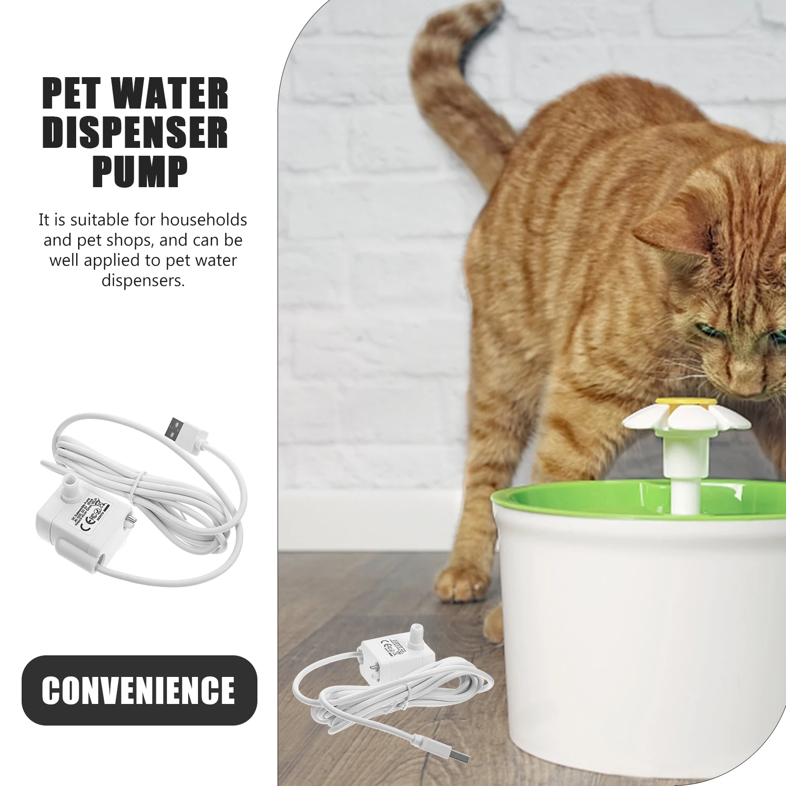 

Anti Dry Burn 5V1A DC Water Pump for Cat Fountain Pet Dispenser Mini Submersible LED Adjustable Flow Pet Accessories