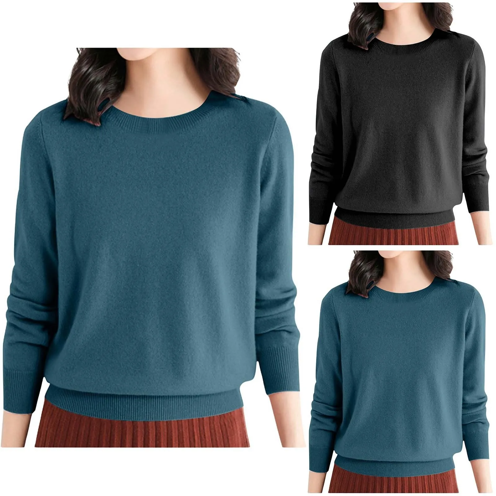 Women Sweater 2024 Autumn Winter O-neck Solid Pullovers Lady Warm Slim Bottoming Shirt Long Sleeve Casual Pull Femme Jumpers