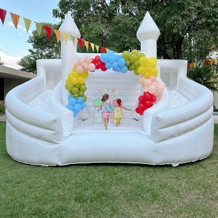 Large outdoor party kids inflatable jumping bouncy castillo inflable white bounce house castle with double slide