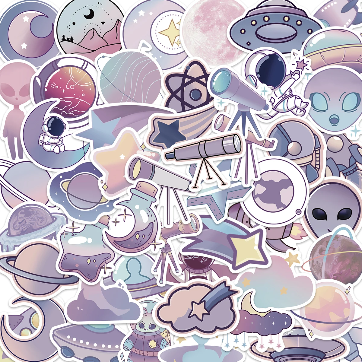 50PCS Star Universe INS Cartoon Alien Stickers Vintage For DIY Kids Notebook Luggage Motorcycle Laptop Refrigerator Decal Toy