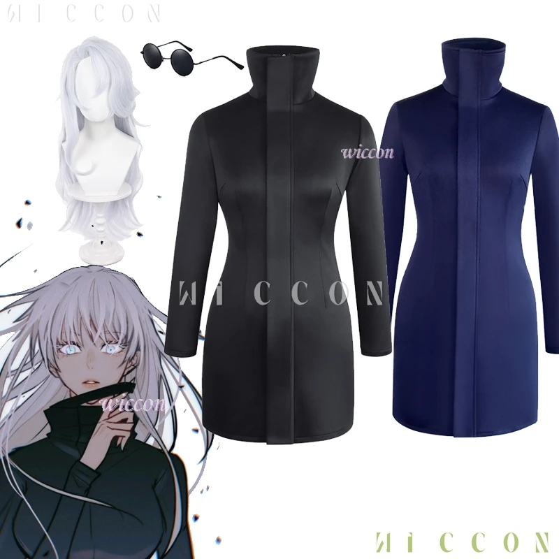 أزياء الهالوين Jujutsu JJK Gojo Satoru فستان تنكري شعر مستعار Genderswap بدلة الهالوين أنيمي زي الحفلات الهزلية ملابس النساء #2