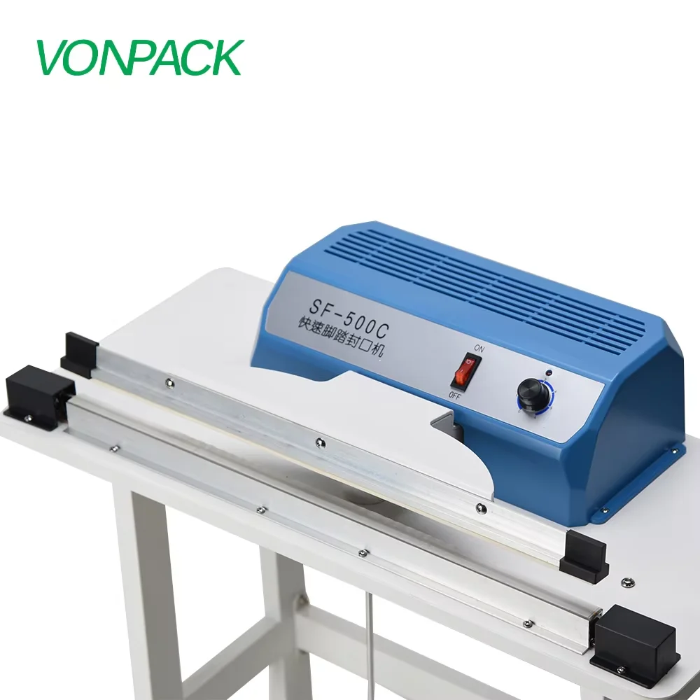 VONPACK SF-600Cフットペダルシーリングマシンヒートシーラー工業用シーラーマシン食品袋フィルム用縦型包装機