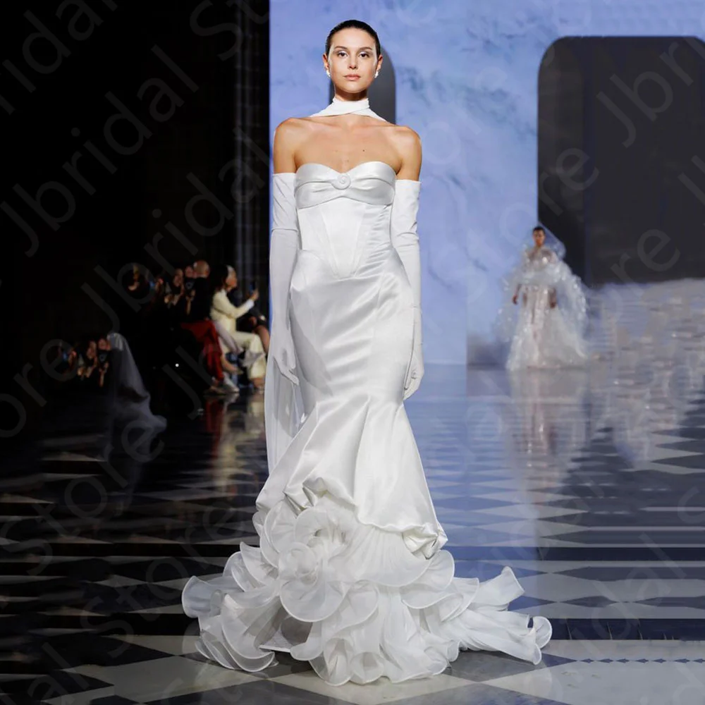 

Customized Elegant 2025 Wedding Dresses Mermaid Bridal Gowns Sweetheart Bride Dress Back Out Wedding Gowns White Tiered Skirt