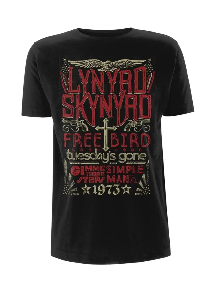 SKYNYRD - FREEBIRD 1973 HITS BLACK T-Shirt Medium  High Quality 100%Cotton Short Sleeve