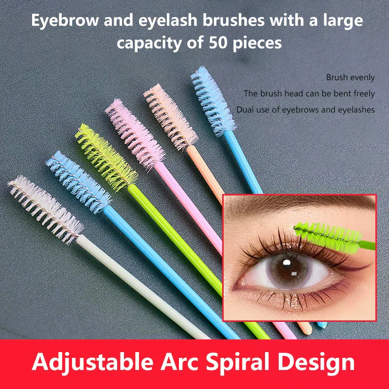 50pc Brushes Eyelash Makeup Brushes Disposable Mascara Wands Applicator Spoolers Eye Lashes Cosmetic Brush Lash Extension Tool