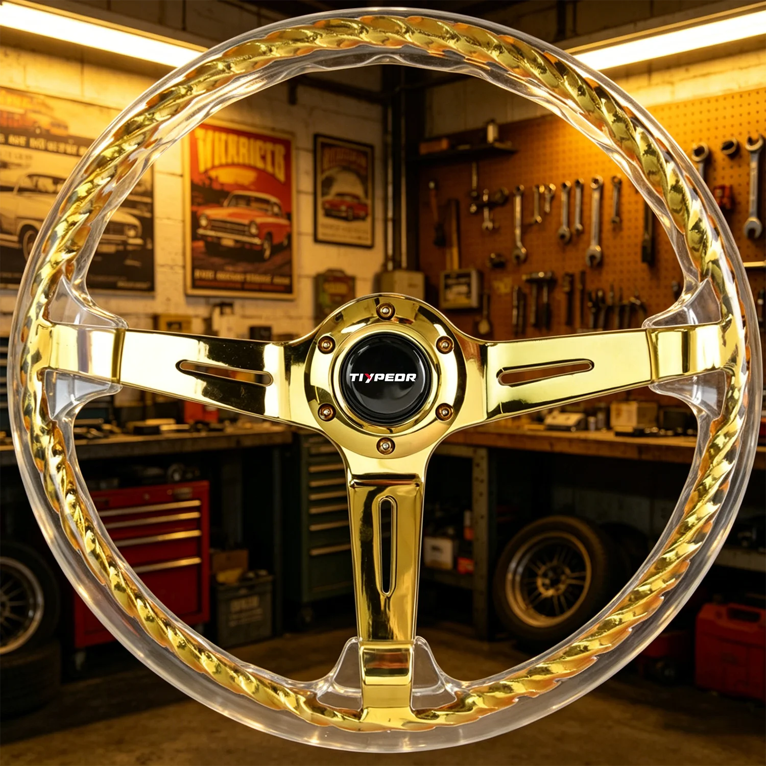 

Universal 350MM Multi-color option Auto Acrylic Transparent Modification Sport Steering Wheel 14 Inch Acrylic Car Steering Wheel