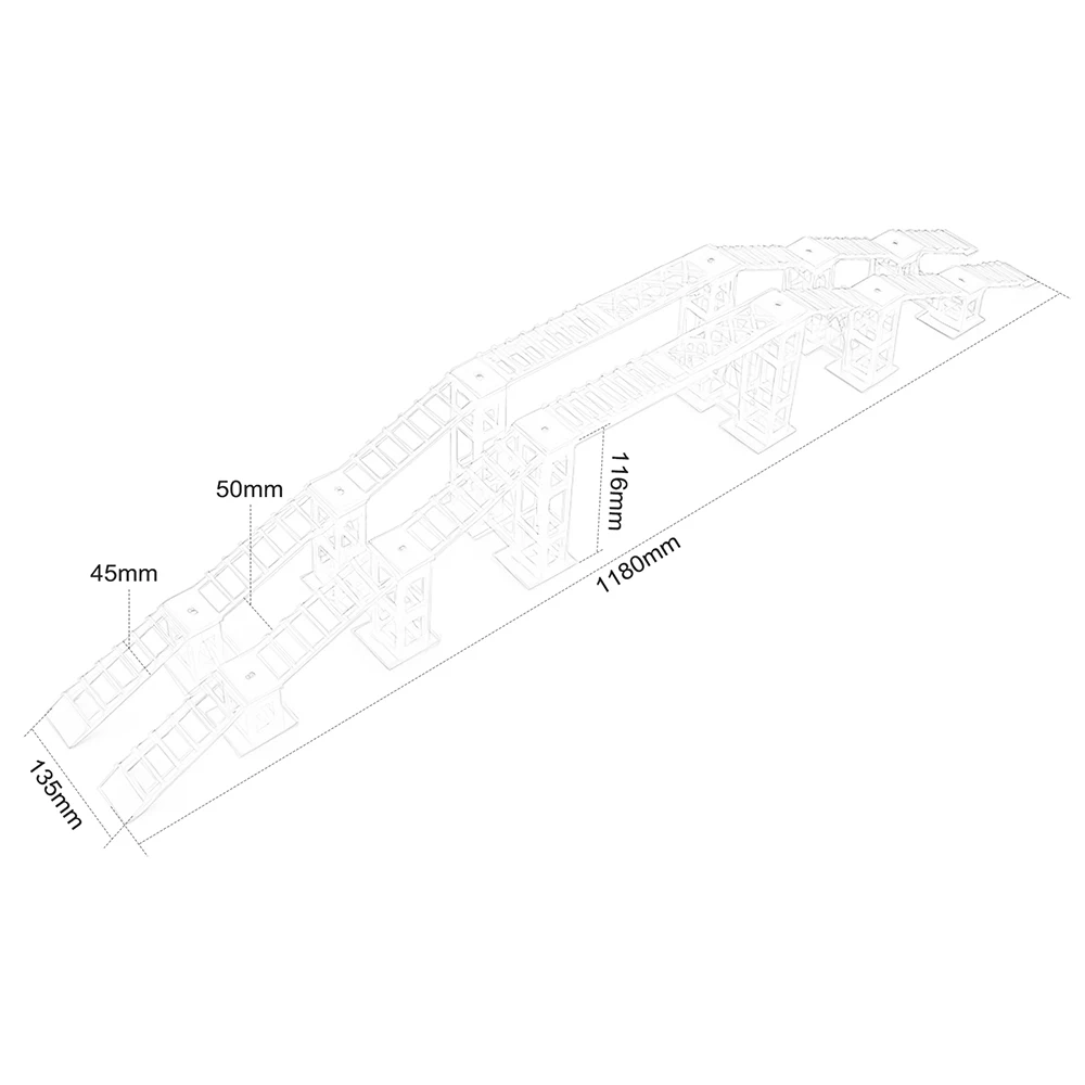 DARKSKY Symulacja Mostu Trapezoidalnego, Most z Przeszkodami do Wspinaczki, Kombinacja Mostu z Steep Slope dla Modeli Samochodów RC w Skali 1/24 i 1/18, Akcesoria do Crawlerów