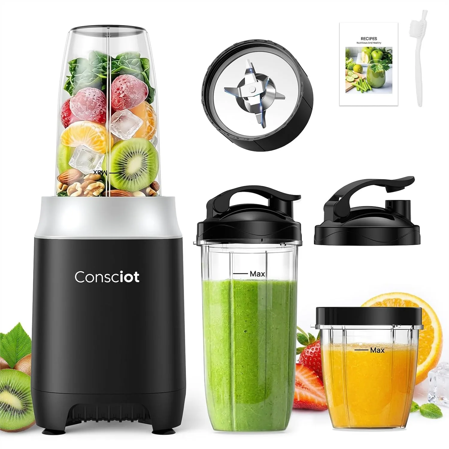 

11-Piece Personal and Countertop Blender Combo, Make Shakes and Smoothies, Frozen Drinks, Baby Food, 900 Peak Watt