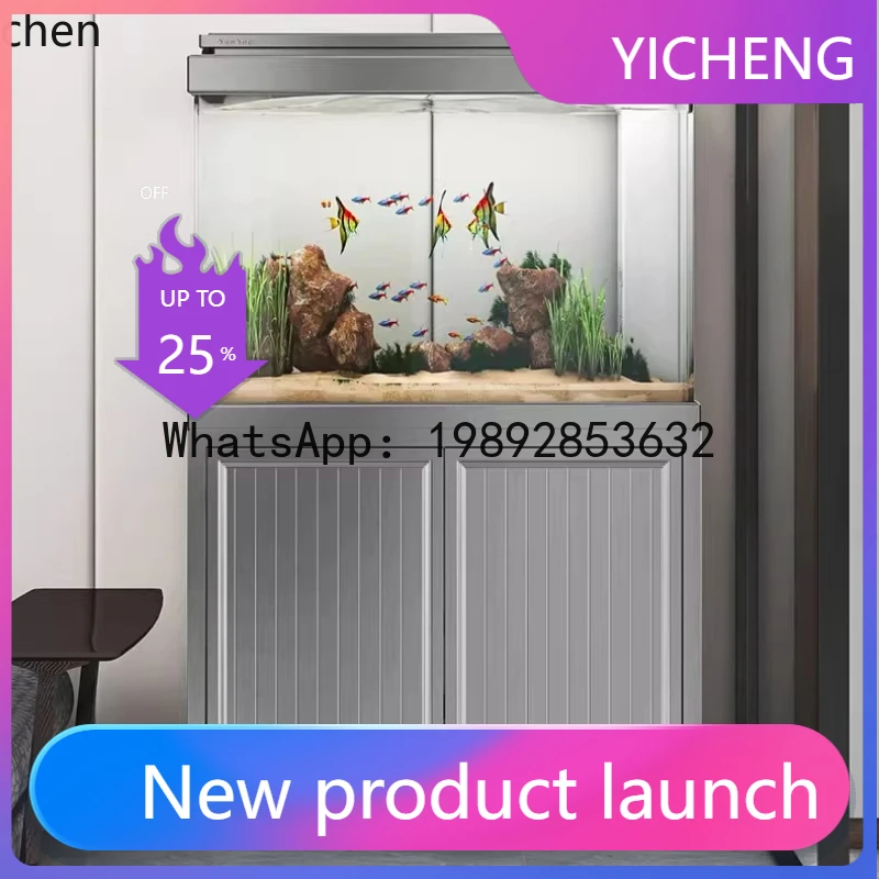 

F1 ultra-white glass fish tank living room bottom filter ecological aquarium household