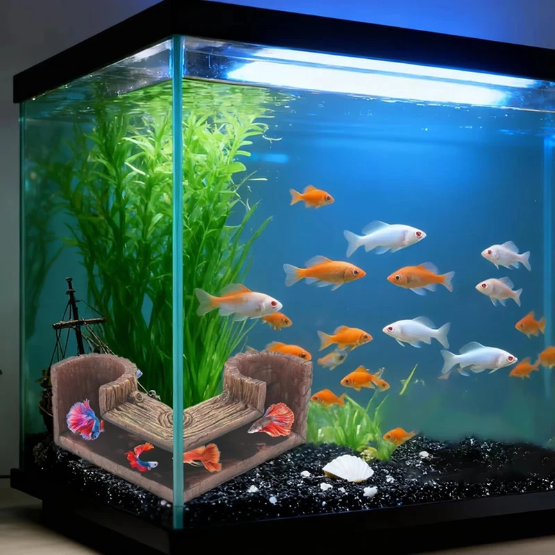 نفق خزان الأسماك فتحتين نفق تحت الأرض كهف الخشب الحبوب المائية المأوى لخزانات زاوية المياه المالحة والمياه العذبة Home-VVNB