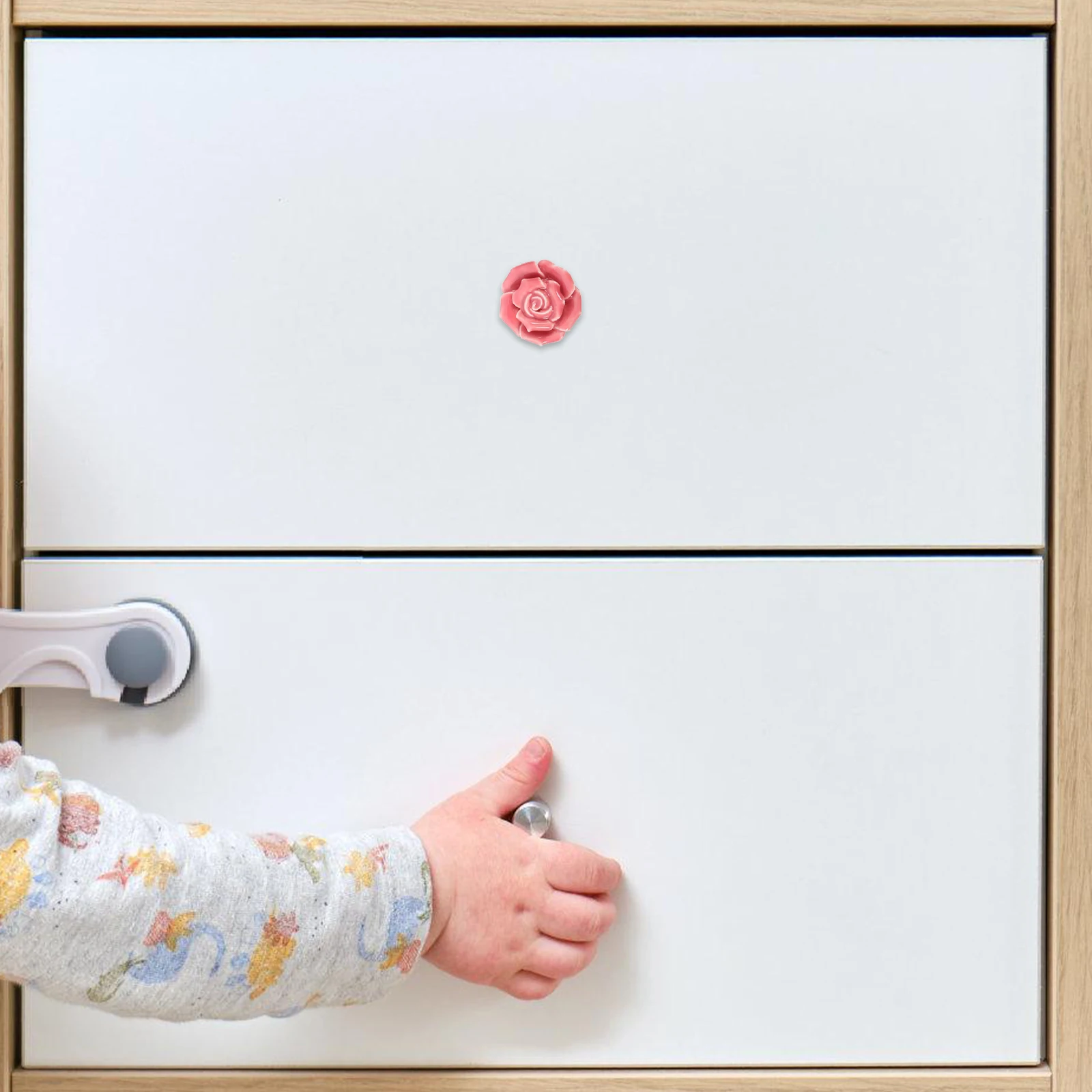 2Pcs Door Knob Gold Decor Ceramic Handle Rose Cupboard Knobs Pull Crystal Drawer Cupboard Cabinet Drawer Door Knobs Pull Handle