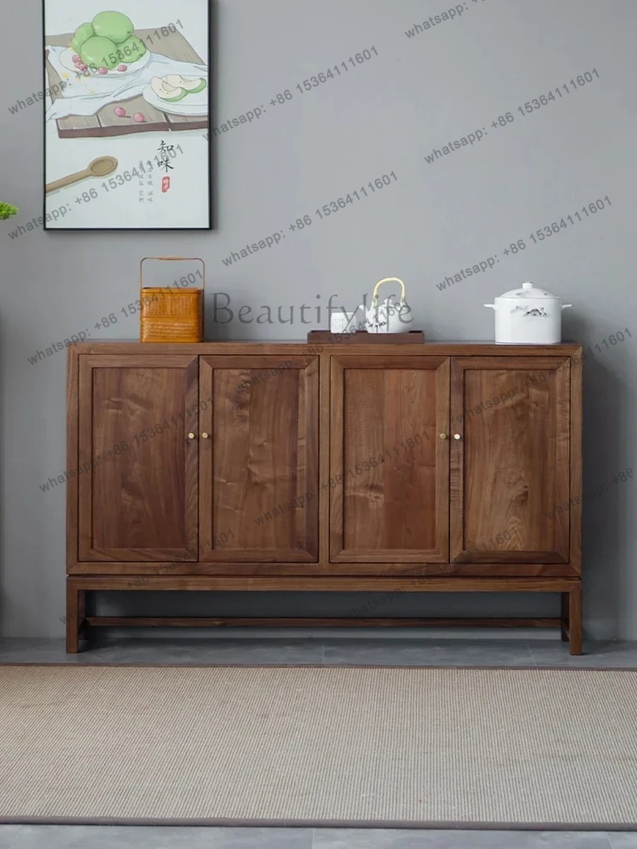

Style Black Walnut Wood Sideboard Cabinet New Chinese Style Solid Wood Storage Cabinet Modern